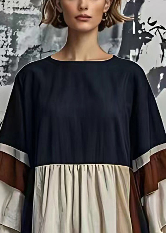 Handmade Colorblock Oversized Patchwork Cotton Vacation Dresses Summer