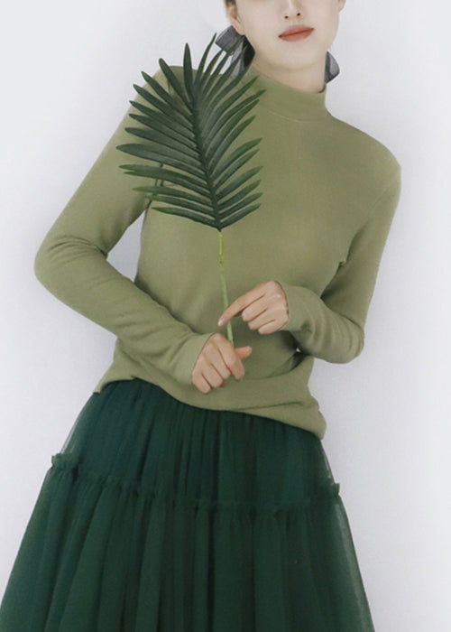Slim Fit Green Thick T Shirt Tops
