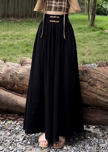 Black Wrinkled Cotton Wide Leg Pants High Waist
