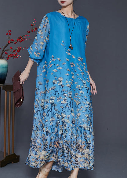 Blue Oversized Silk Beach Dress Spring