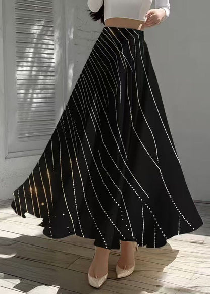 Black Print Exra Large Hem Chiffon Skirts Summer