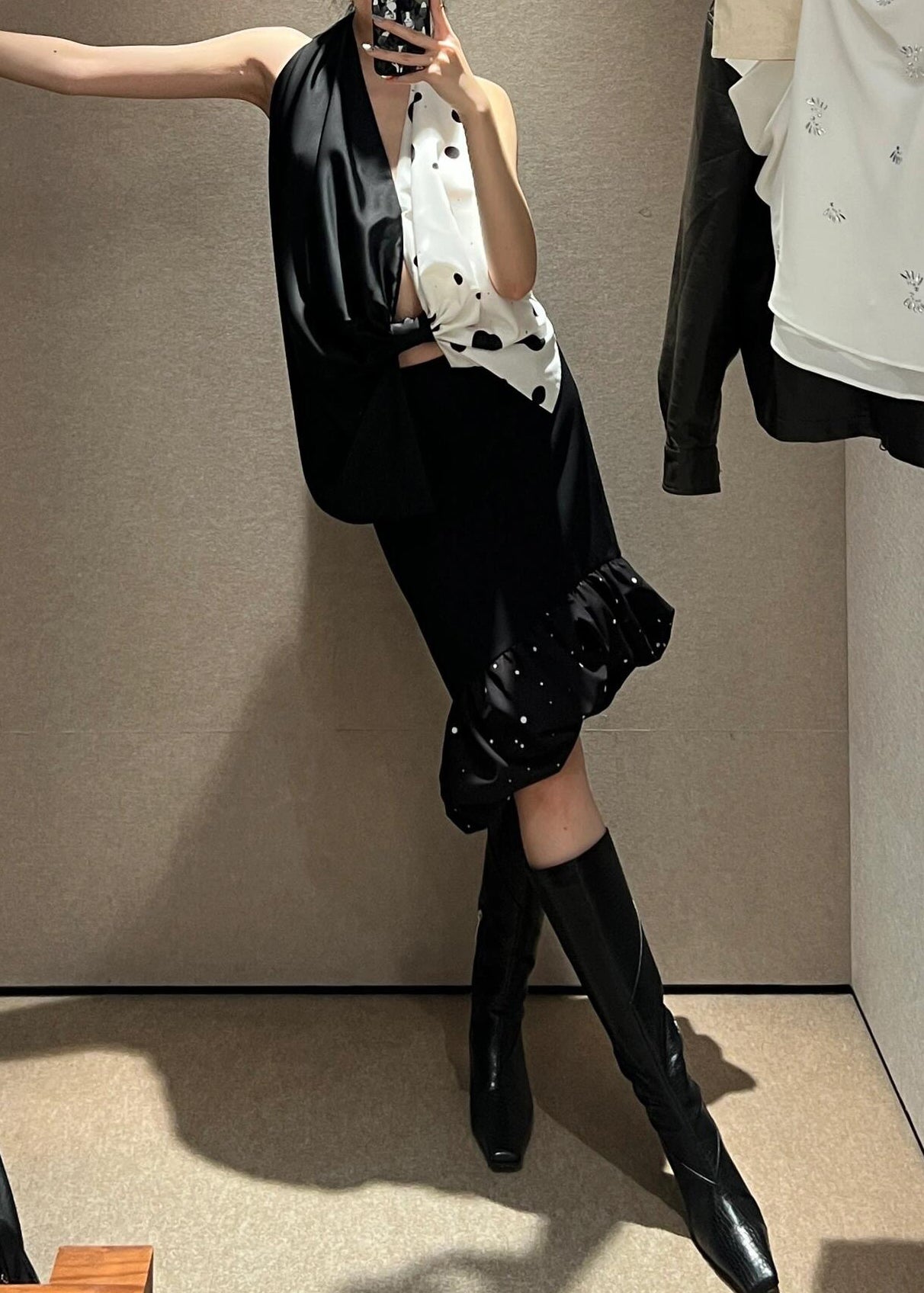 Vacation Bow V Neck Backless Pleated Top and Skirt Set Summer