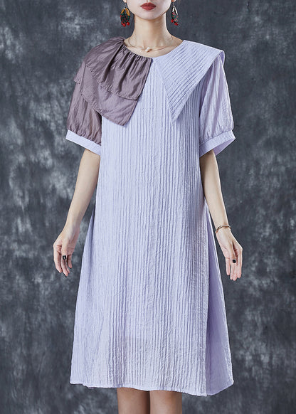 Light Purple Asymmetrical Wrinkled Party Dress Summer