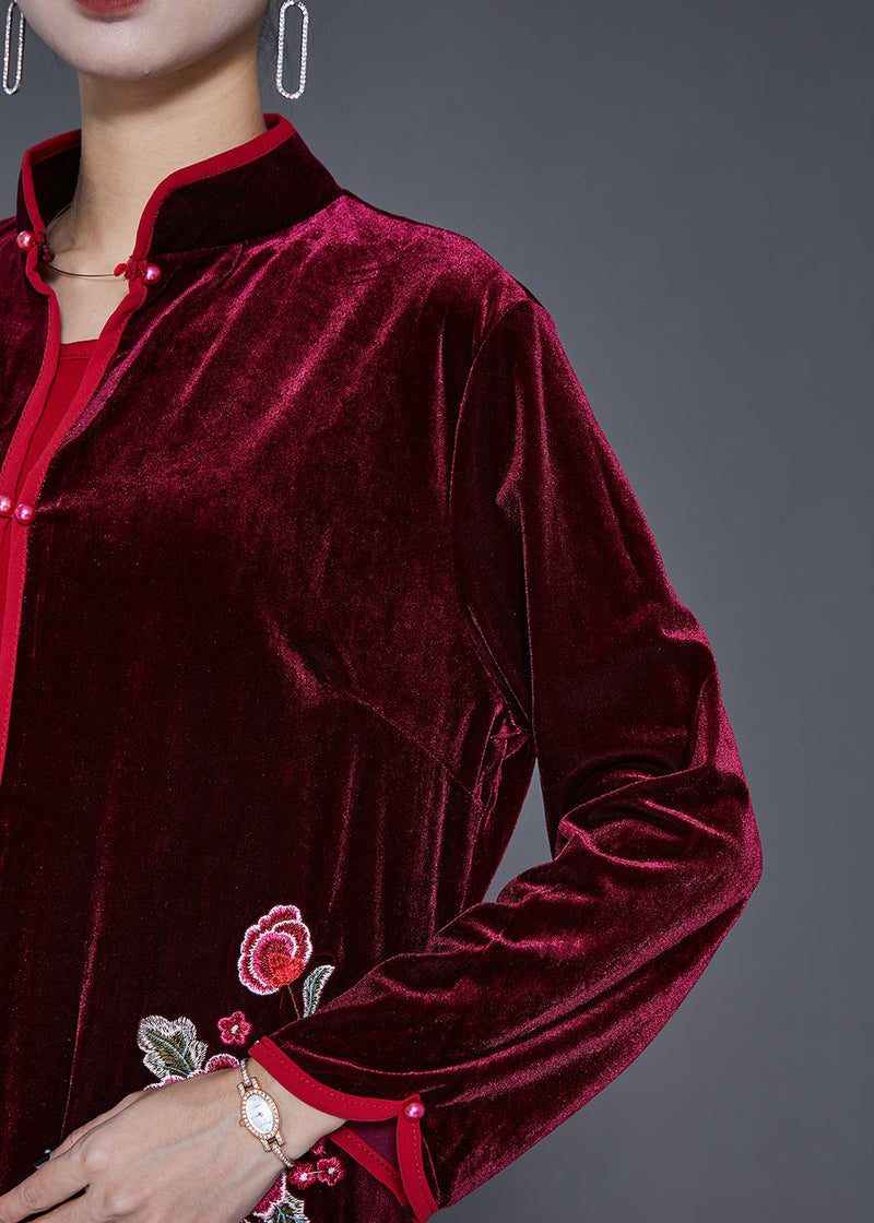 Fine Mulberry Embroideried Silk Velour Sets 2 Pieces Fall