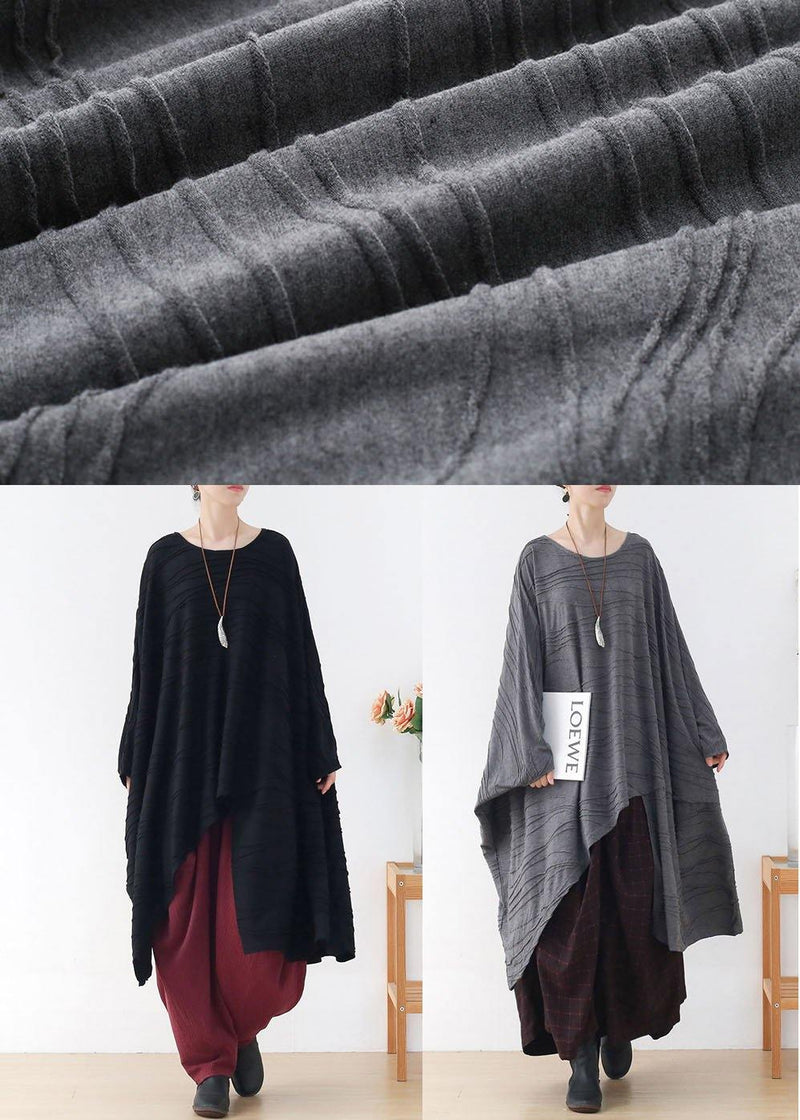 Classy Black O-neck Loose Fall Long Sleeve Tops