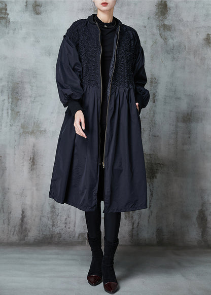 Black Oversized Wrinkled Duck Down Puffers Jackets Winter