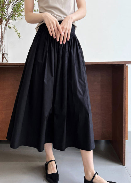 Natural Black High Waist Exra Large Hem Cotton Skirt Fall