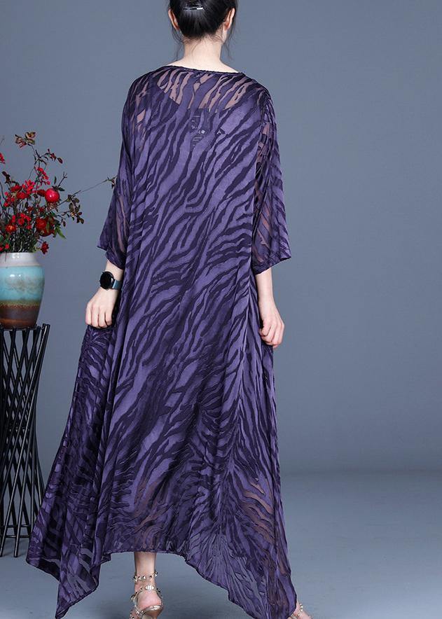 Comfy Purple O-neck Long Sleeve Two Piece Set Dress