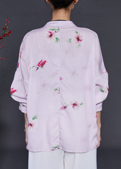 Purple Linen Shirts Chinese Button Summer