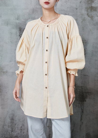 Apricot Oversized Cotton Shirt Spring