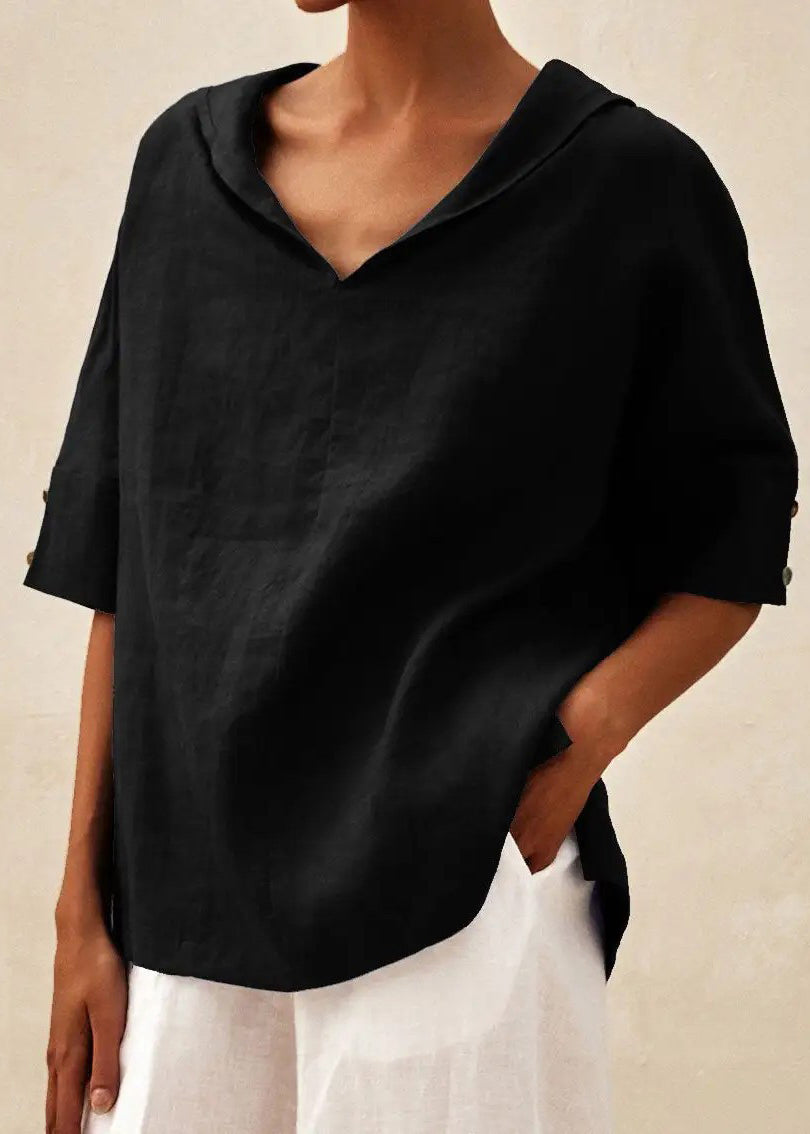 Orange O-neck Side Open Shirts Short Sleeve