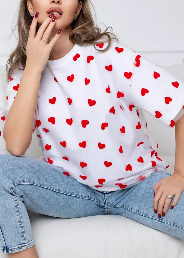 White O Neck Tulle Patchwork T Shirts Summer