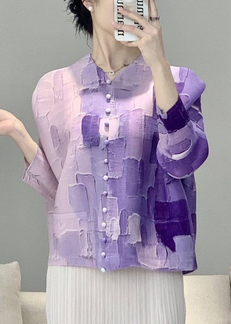 Pink Wrinkled Button Pockets Blouses Fall