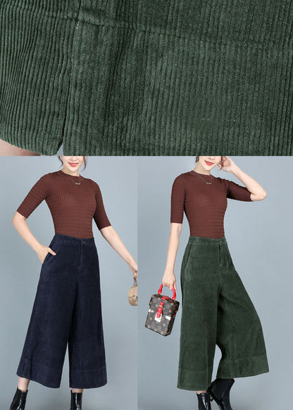 Green High Waist Corduroy Wide Leg Fall Pants