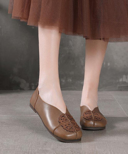 Khaki Flats Hollow Out Splicing Flat Shoes for