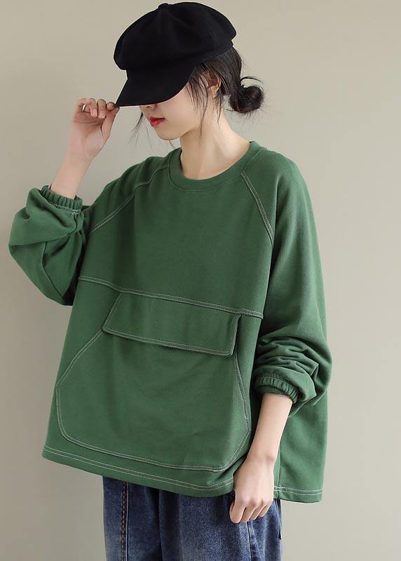 O Neck Patchwork Spring Clothes Inspiration Green Shirts