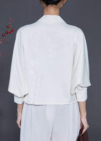 Art White Embroideried Tasseled Silk Jacket Spring