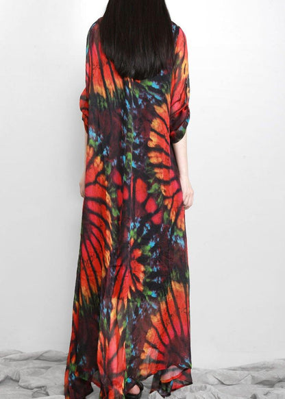 Red Print Chiffon Maxi Dresses