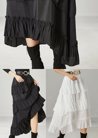 Black Ruffled Exra Large Hem Cotton Skirt Spring