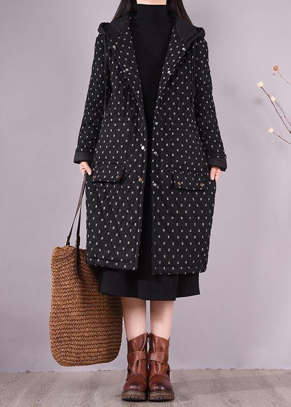 Loose Fitting Coats Black Hooded Pockets Outfit