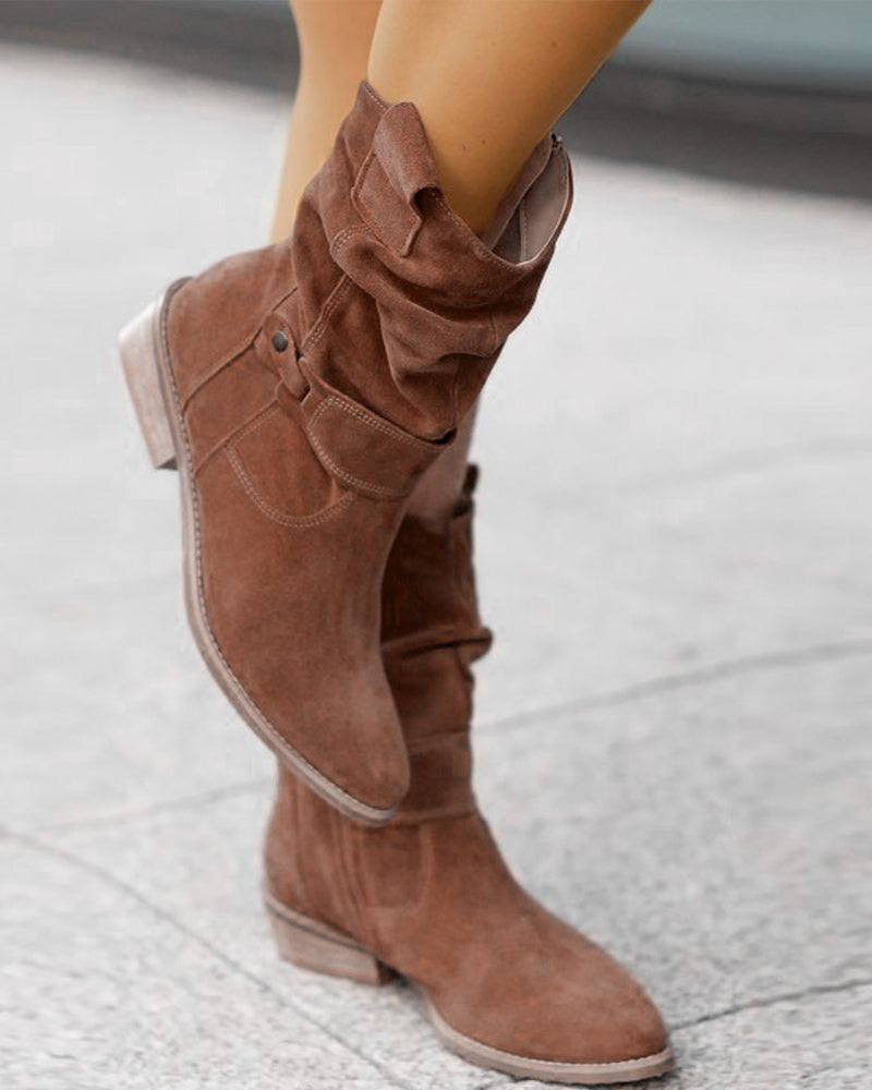 Mid-calf boots with strap detail