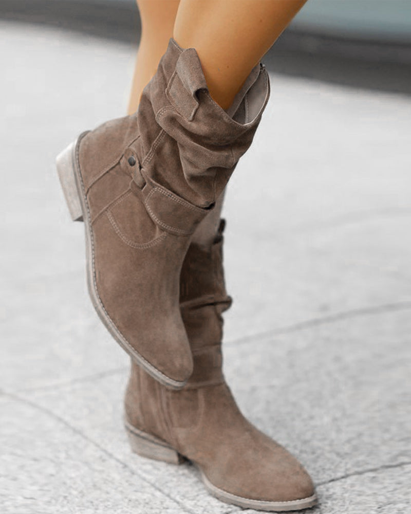 Mid-calf boots with strap detail