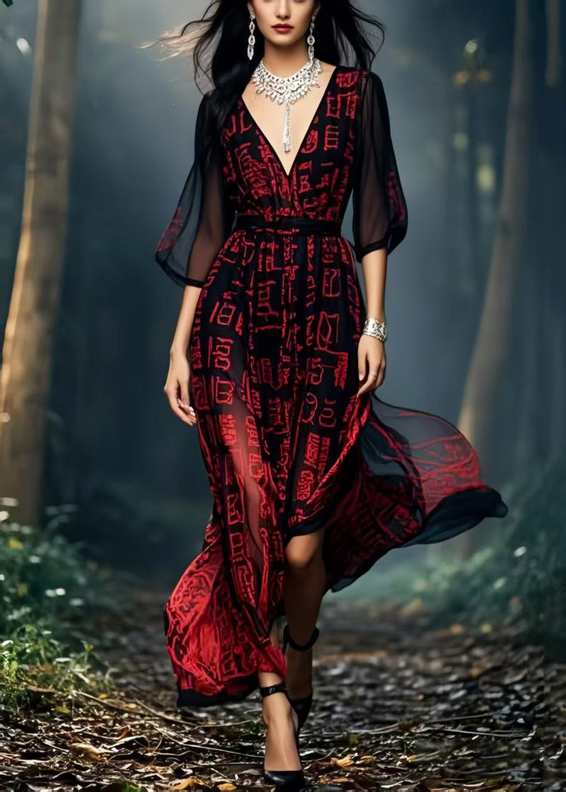 Black Tie Dye Chiffon Vacation Dresses Summer