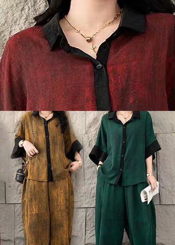 Fine Mulberry Oversized Patchwork Cotton Two Piece Set Clothing Summer