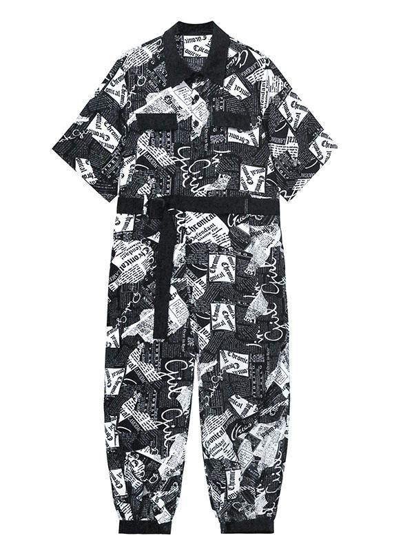 Diy Black Patchwork Button Outfits Rompers Summer