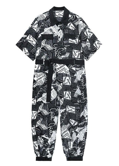 Diy Black Patchwork Button Outfits Rompers Summer