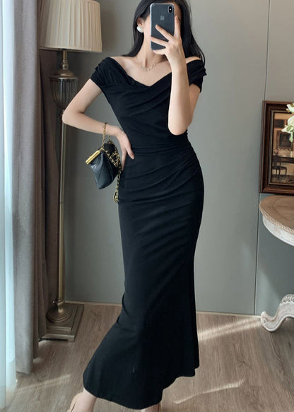 Black Cold Shoulder Wraped Party Dresses Summer