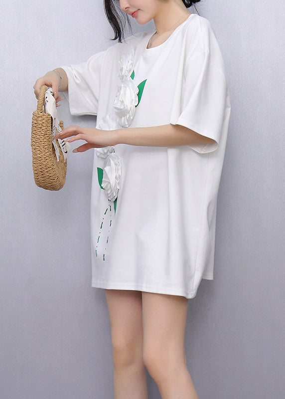White O-neck Tops Short Sleeve