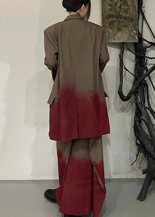 Halo Dyeing Button High Waist Cotton Two Pieces Set Fall