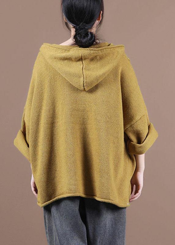 Loose Yellow Button Sweater Coat Fall