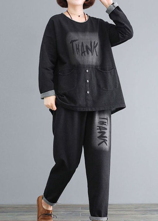 Loose O-neck Top and Pants Two Pieces Set Fall