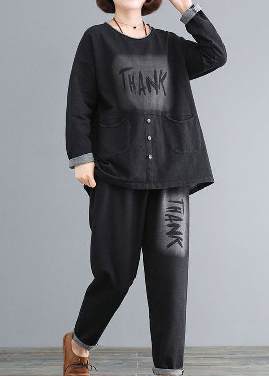 Loose O-neck Top and Pants Two Pieces Set Fall