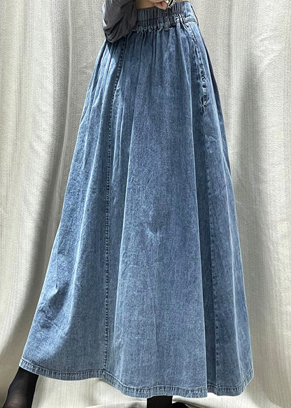 New Deep Blue Thin High Waisted Denim Skirts for Summer