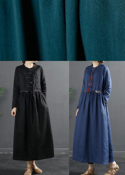 Vivid Black Clothes for Drawstring Kaftan Dress