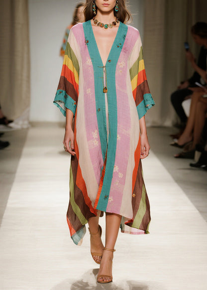 Colorblock Oversized Print Cotton Vacation Dresses Summer
