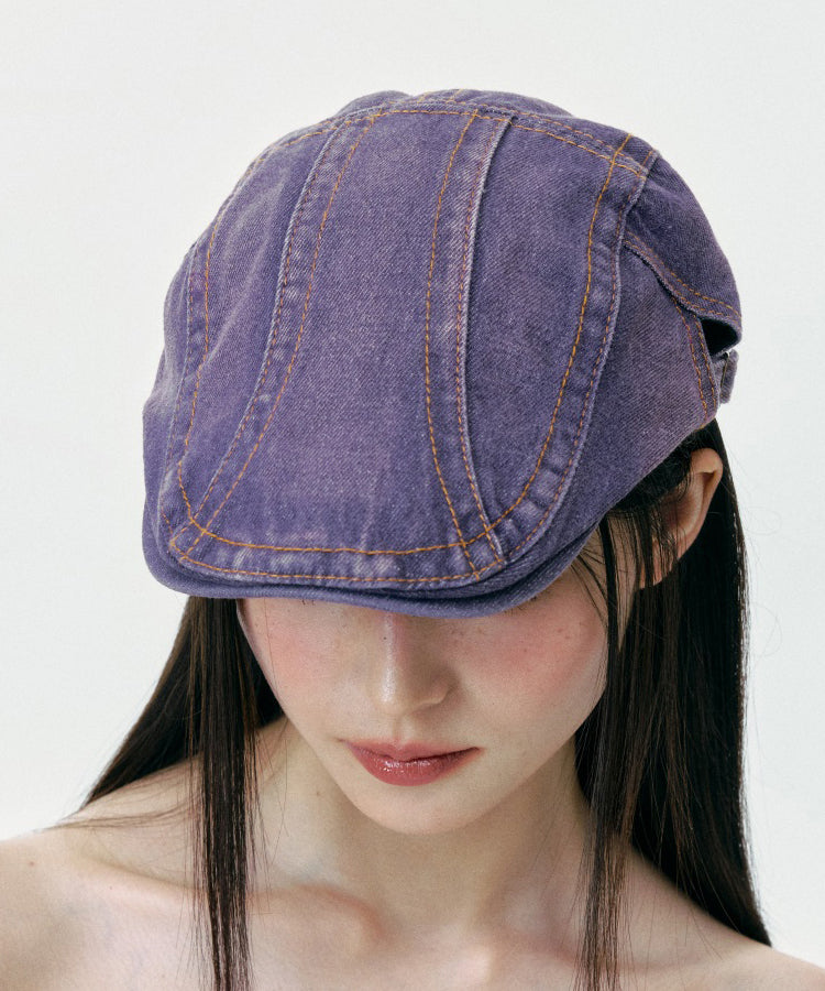 Street Purple Denim Breton Hat