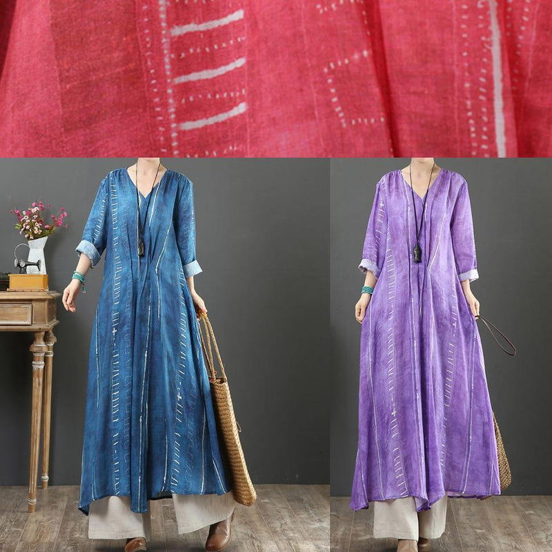 Organic V Neck Large Hem Spring Tunic Dress Red Loose Dress