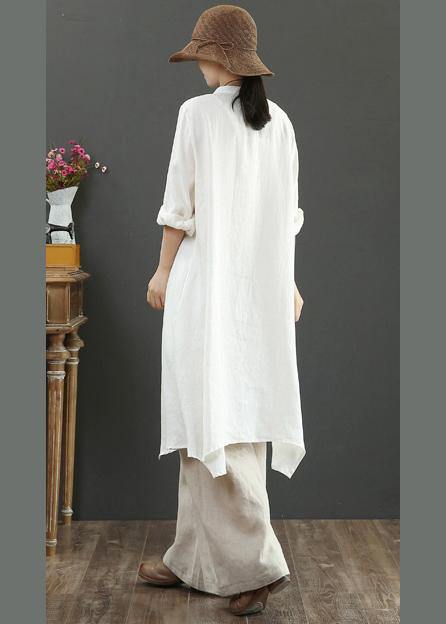 Natural Stand Collar Asymmetric Spring Blouse Inspiration White Shirt