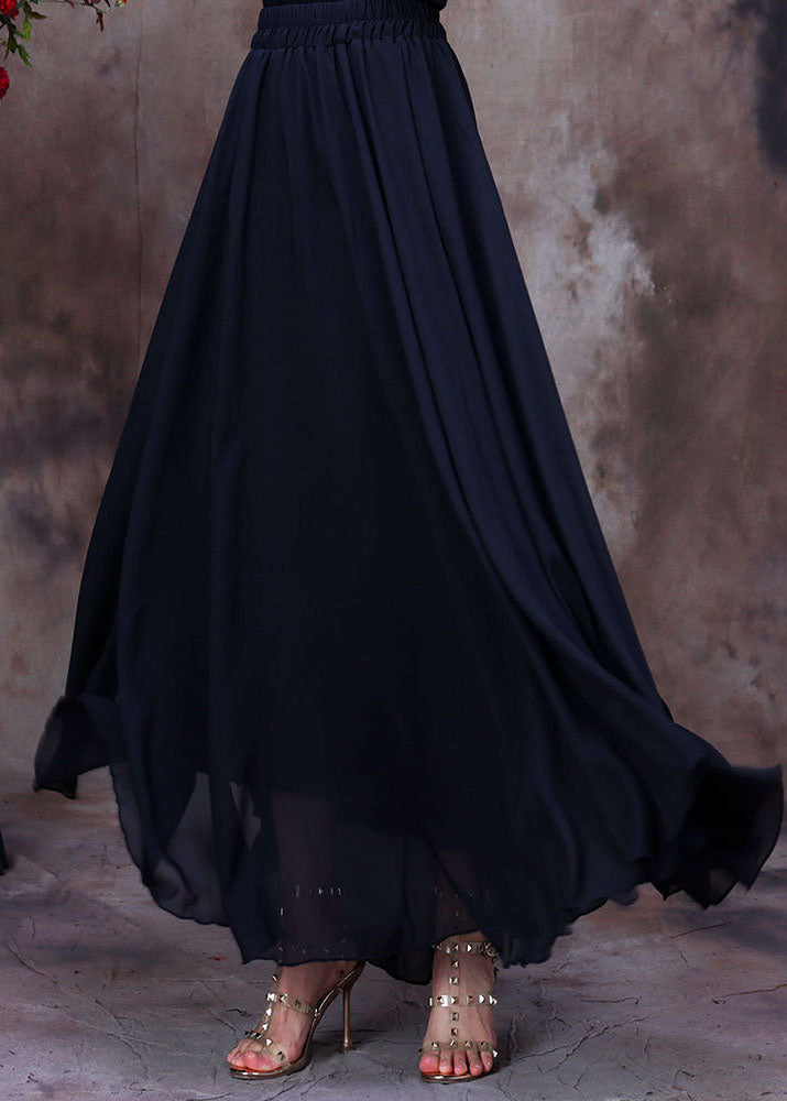 White Elastic Waist Asymmetrical Layered Design Chiffon Skirts Summer