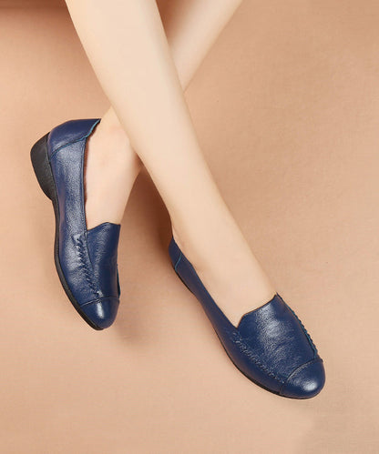 Red Soft Penny Loafers Faux Leather Splicing