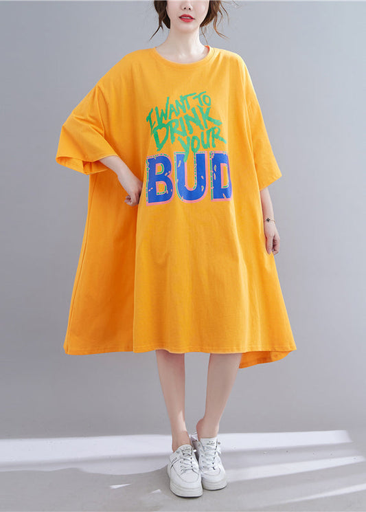 Yellow Graphic Maxi Dresses Spring