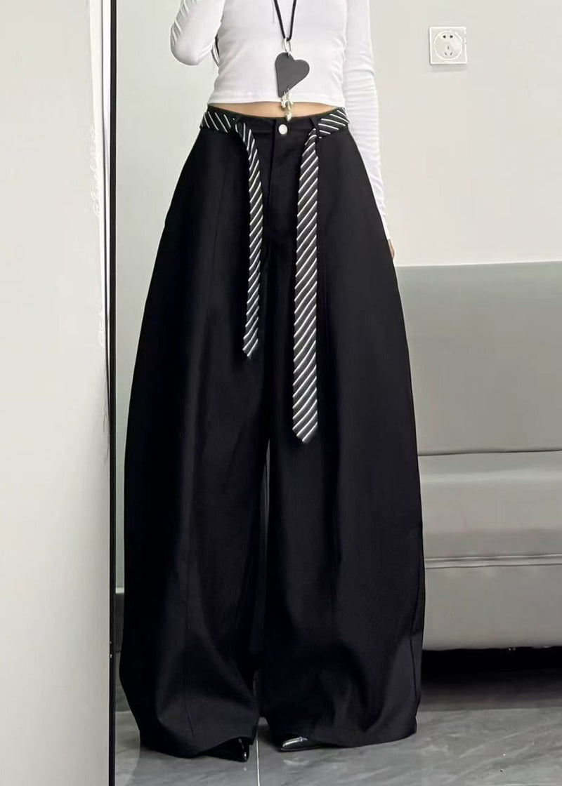 Black Oversized Cotton Wide Leg Pants Trousers Spring