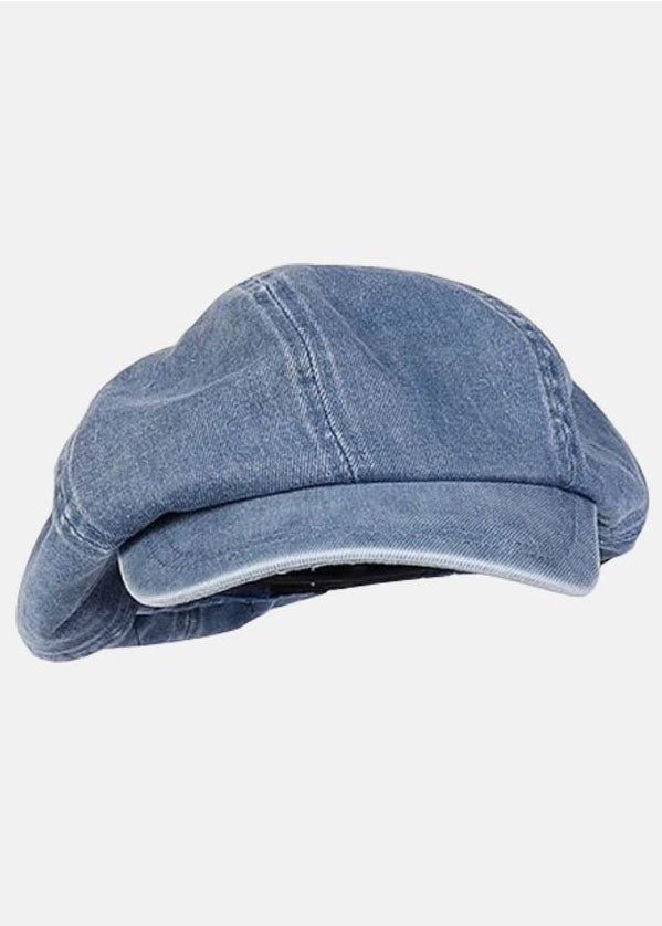 Denim Light Blue Patchwork Cotton Breton Hat