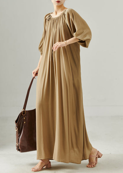 Khaki Cotton Holiday Dress Oversized Summer