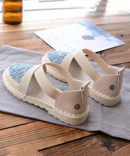 Blue Breathable Mesh Embroideried Splicing Flat Feet Shoes