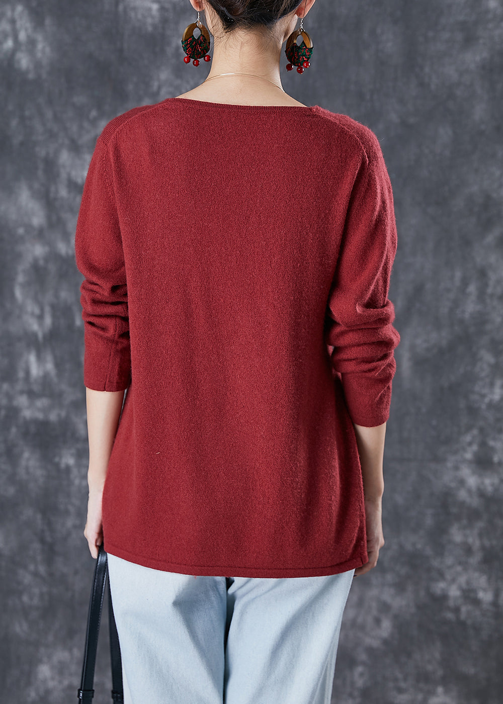 Italian Mulberry Embroideried Tie Waist Wool Knit Cardigan Winter